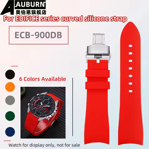 6-color ECB900 curved soft silicone strap 22mm for EDIFICE racing ECB-900DB watch band watch belt fo