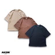 {AKZIN} Waffle Short TEE Split Wide Version Dropped Shoulder Trendy Spring Summer Wear Men Women Sty