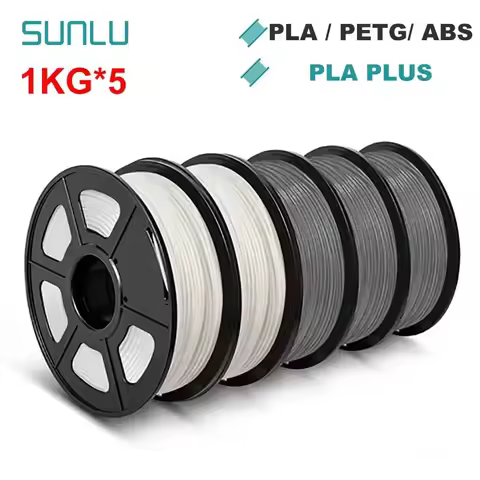 SUNLU 5KG 3D Filament PLA/PLA PLUS/PETG/ABS Filamnet 1.75mm 5Roll 1KG Neatly Wound 3D Printer Filame
