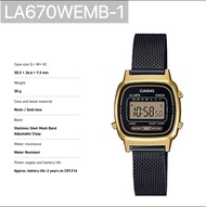 [WOMEN] CASIO BLACK &amp; GOLD TONE [SIZE SMALL] DIGITAL LADIES WATCH LA670WEMB-1 / LA670