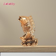 Lohobby Brass Fish Wealth Carp Figurine Copper Golden Fish Statue Small Arowana Wealth Treasure Scul
