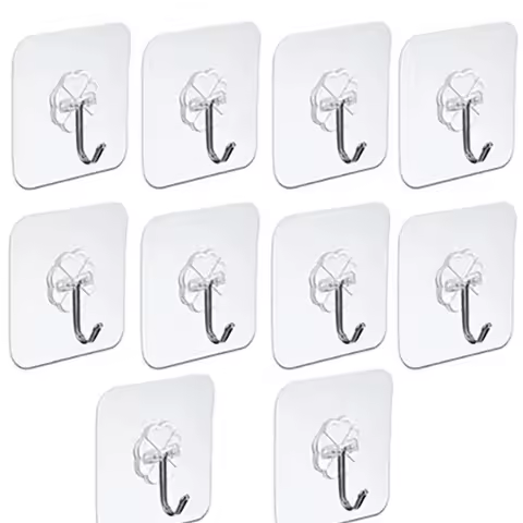 10/20PCS Door Hook, Adhesive Wall Hook, Transparent, Anti Slip, No Trace, Heavy-duty Adhesive Hook, 