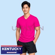 Kentucky T-Shirt V-Neck Color Plain Fuchsia Pink Unisex