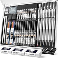 Nicpro 35PCS Metal Mechanical Pencils Set in Case, Art Drafting Pencil 0.5, 0.7, 0.9 mm & 3PCS 2mm G