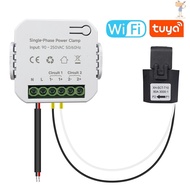 Tuya Wifi Single-phase Energy Meter 80A with CT Clamp Cellphone App Kwh Power Consumption Monitor Electricity Statistics 90- 250VAC 50/60Hz  Tolo-5.21