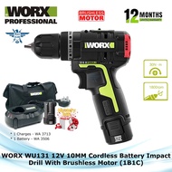 WORX WU131 12V 10MM Cordless Battery Impact Drill With Brushless Motor (1B1C)