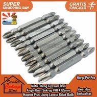 MATA Gypsum Screwdriver Bits Drei Angin For Screws PH1 X 65mm Magnet Plus + Magnetic Tip Pointed Tap