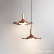 Retro Walnut Wood Metal Pendant Lights Kitchen Island Dining Room Pendant Lamp Bedroom Bedside Vinta