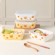 (3 Pieces)Ceramic dining box Ceramic partition bowl One person dining bowl Fat reducing food distrib
