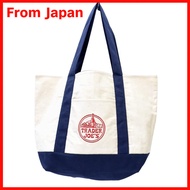 (TRADER JOE'S) TRADER JOE'S Eco Bag/Tote Bag Canvas White/Navy Mother’s Bag Shopping Bag [Parallel I