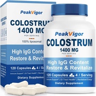 Organic Bovine Colostrum Capsules, 1400mg Colostrum Supplement Powder for Immune & Gut Support, Ener