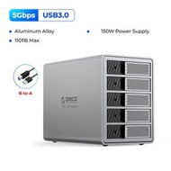 奧睿科 - ORICO Aluminum 5 bay 3.5" Hard Drive Enclosure (Support 22TB HDD) 原裝行貨 二年保用 [9858U3]