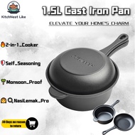 【​MYStock24H】18cm Cast Iron Dutch Oven | Skillet Lid Dual Use | Natural Nonstick | All Stove & Oven 