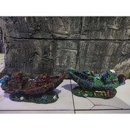 Ship aquarium fibber decoration, aquarium decoration
