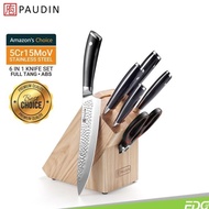 PISAU DAPUR PAUDIN HT1 6-IN-1 BLOCK KITCHEN KNIFE SET STAINLESS STEEL