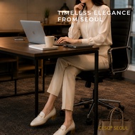 【CESO SEOUL】Limited Stock Clearance, Warm Ivory Genuine Lambskin Loafer 4cm Heel, EU 40, EU 40.5, EU