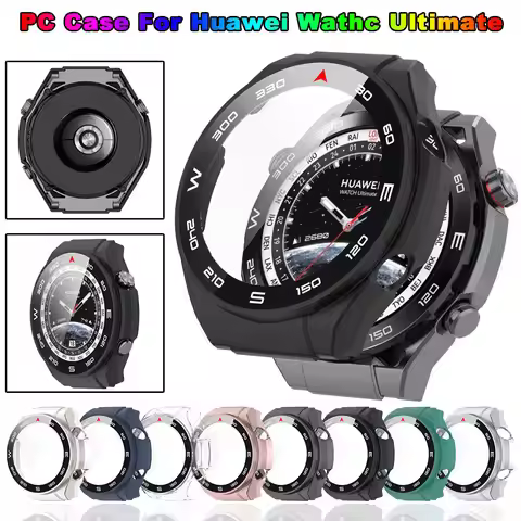 PC Watch Case + Glass Film For Huawei Watch Ultimate Screen Protector Cover With Tempered Glass Fram