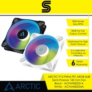ARCTIC P12 PWM PST ARGB 0dB Semi-Passive 120 mm Fan with Digital A-RGB - Black - ACFAN00231A/White -