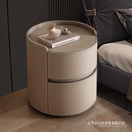 Bedroom Simple Creative Leather Round Board Bedside Table Modern Simple Rock 2025 Light Extreme Luxu