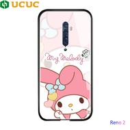 เคส UCUC สำหรับ OPPO Reno 2 OPPO Reno 2 F 2F Reno2f Opporeno2เคสมือถือการ์ตูน Koulomi My Melody ฝาครอบกระจกเทมเปอร์