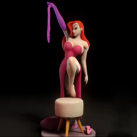 1/24 3d Printing Model Kit Resin Jessica Rabbit Anime Model Kit DIY Red singer Micro Reduction Statu