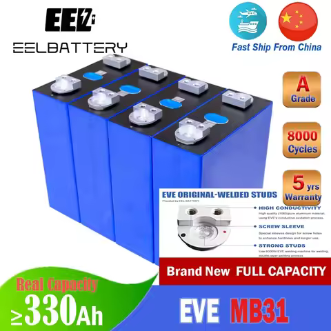 4Pcs EVE 3.2V 314Ah MB31 HSEV LiFePO4 Battery Cells Rechargeable Cell For DIY 12V 24V 48V Lithium Ba