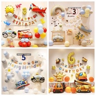 ✰ One Year Old Boy Baby Birthday Decoration Car Engineering Vehicle Birthday Decoration One Year Old