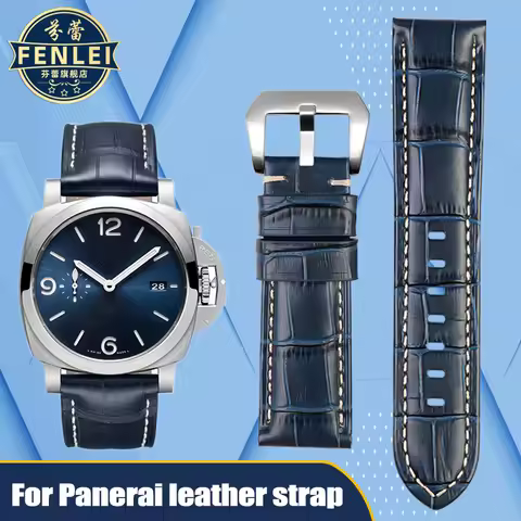 High quality Waterproof Watch band For Panerai PAM688 441/1313 Cowhide Leather Men's blue Watch Stra