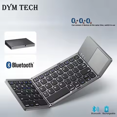 Russian/Spanish/English B033 Mini Foldable keyboard, Wireless Bluetooth Keyboard Recharger with Touc
