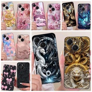 Soft Black Silicone Casing For Tecno Spark 40c 40 4G KM4k KM5 Phone Case Cartoon Cat Dragon Flower B