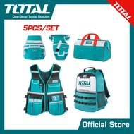 TOTAL กระเป๋าใส่เครื่องมือช่าง + เสื้อใส่เครื่องมือช่าง (5 ตัวชุด) รุ่น TOS23047