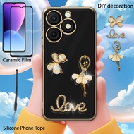 Luxuy Rhinestone Casing For Itel A50 A667L With Curved Ceramic Screen Protector and Silicone Phone L