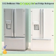 GSWLTT 1/12 Dollhouse Refrigerator, Simulation Pocket Miniature Kitchen Scene,  2 Colors Mini Open Door Refrigerator Dollhouse Decor