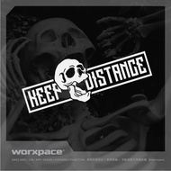 [worxpace] Keep Distance Car Skull Sticker