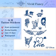[Vivid Fancy] 12*19cm GH Tattoo Sticker Waterproof Healthy Herbal Lasts to 2 weeks