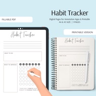 Digital Habit Tracker Planner | Fillable PDF & Printable