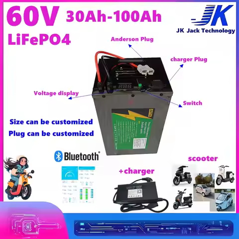 scooter Battery 60V LiFePO4 best seller 30Ah-100Ah for scooter Electric motorcycle minicar Built in 