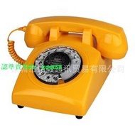 【好物推薦】CT-N8019黃色歐式復古仿古電話座機 黃色 經典轉盤家庭辦公電話