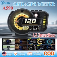 A590 ULTRA Meter OBD2 Gauge Speedometer Car GPS Alarm Speed Gauge Display Myvi Lagi Best Alza Nissan