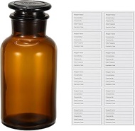 PATIKIL 500ml Glass Reagent Bottle, Wide Mouth Reagent Media Storage Bottle with Ground Stopper for 