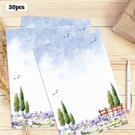 30 sheets of B5 lavender-field writing paper, lined, glue-free, perfect for notebooks, memos, and st