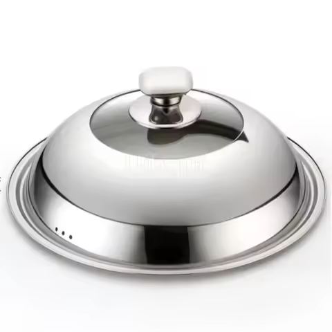 Visible Cooking Wok Pan Lid Stainless Steel Universal Pan Cover Visible Replaced Lid for Frying Wok