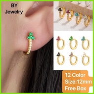 【BY】Fashion Gold Plated Minimalist Birthstone Hoop Earrings Accessories For Women GE13