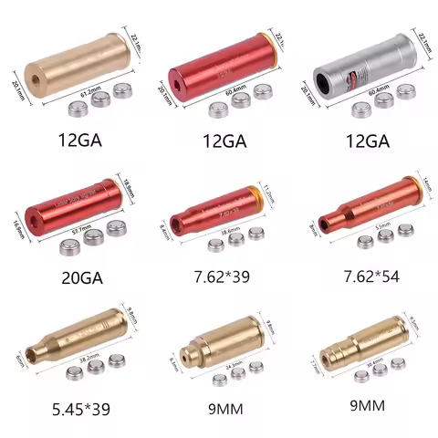 Tactical Red Laser Bore Sight Training Bullet Caliber .223/9mm/.308/7.62/.45/5.45x39 Cartridge Brass