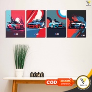 KAYU HIASAN DINDING Sadecs - Poster Wood Canvas BMW M SERIES Room Wall Decoration Size (20X20 Cm - 20X28 Cm)