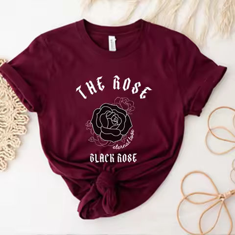 Retro The Rose Kpop Shirts Kpop Concert Shirt K-pop Tees Korean Rock Tops Y2k Top Black Rose Gift Un