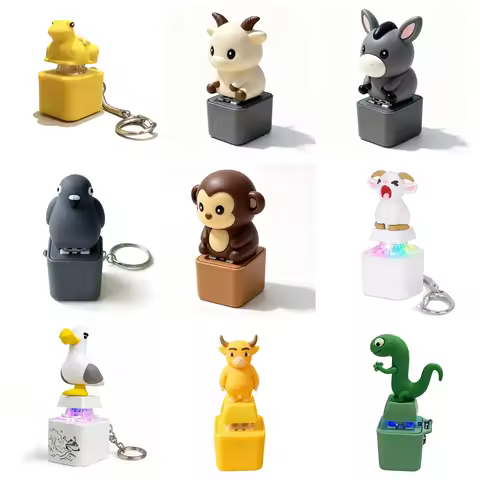 Fun Lizard Audio Keychain Stress Relief Buttons Keyring Clicking Lizard Sound Keychain Pendant Carto