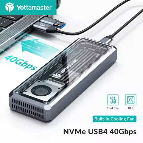 Yottamaster NVMe SSD Enclosure USB4 40Gbps Type C External Hard Drive NVMe Case Compatible with Thun