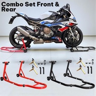 FRONT & REAR 2 IN 1 PADDOCK STAND PADOCK UNIVERSAL STAND 2 TYPE BRACKET BOBBIN HEAVY DUTY MOTORCYCLE