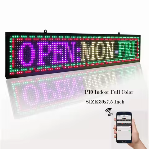 P10 SMD LED Sign 39" x 8" Indoor RGB WIFI LED Programmable Scrolling Sign Message Board for Store,Sh